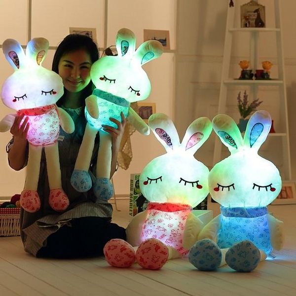 

75cm led luminous glowing toy light up plush rabbit doll christmas new year birthday gift for kid girlfriend child wj447 wmtsan