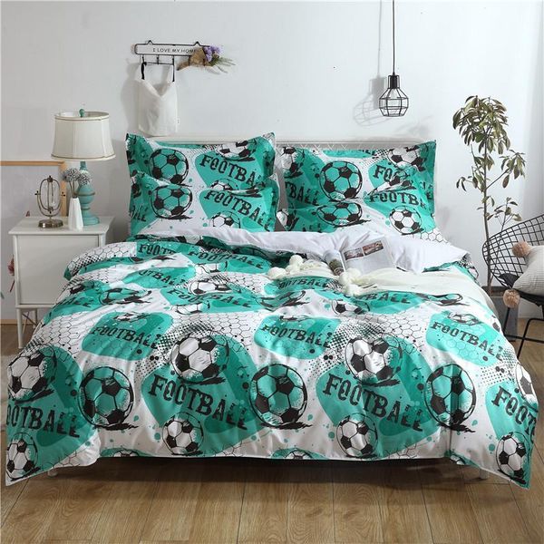 

3d football bedding set duvet cover set pillowcase twin  king comforter cover bedding sets cartoon blue white bedclothes