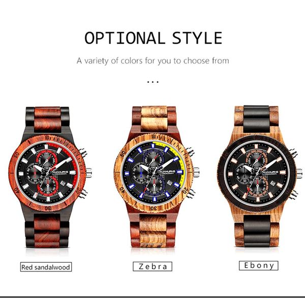 

relogio masculino kunhuang деревянные часы мужчины лучшие бренд роскошный стильный хронограф военные часы в деревянной коробке reloj hombre, Silver