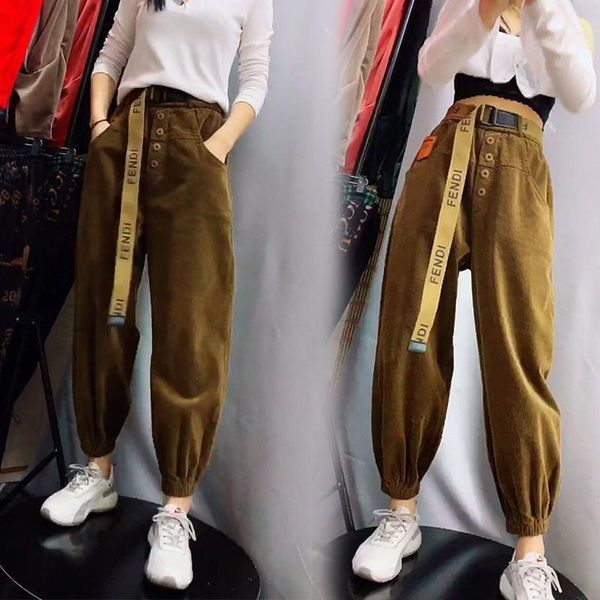 

fleece corduroy pants for women loose slimming bloomers high waist radish pants fashion bloomers harem women bottoms1, Black;white