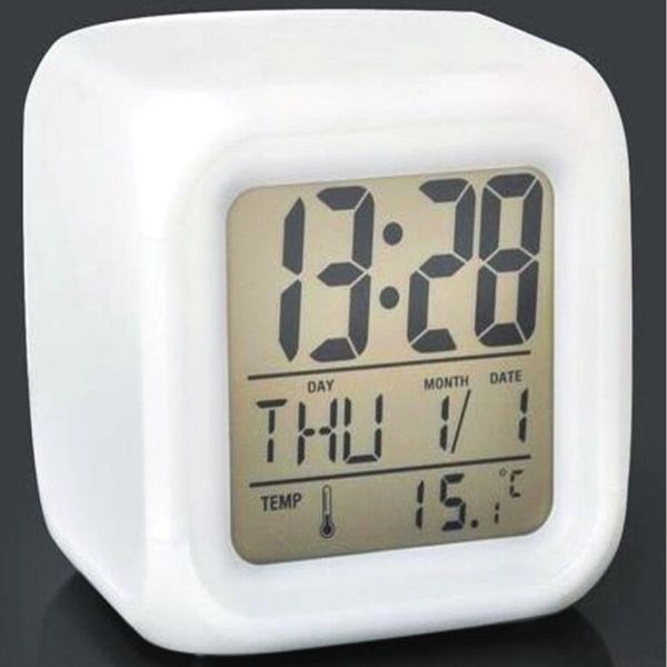

color changing alarm clock led digital clock calendar temperature night light glowing display led table clock for living room decor