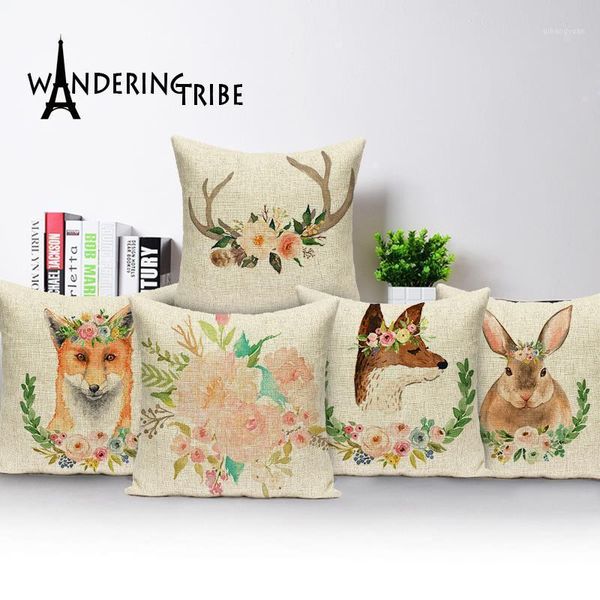 

square colorful home cushion characterpillowcase decorative soft seat car covers linen retro cute animal pure suit cushion1