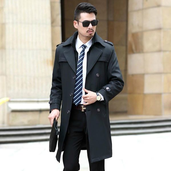 

2020 new arrival winter&autumn wool thicked trench coat men,men's long wool jackets plus-size s-xxxltrench coat men, Black