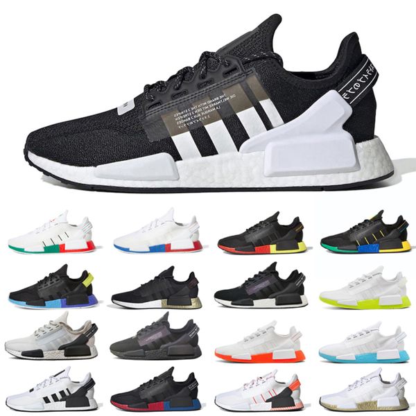 

new r1 v2 men women running shoes black gold core white grey metallic oreo mens womens trainers sports sneakers runner size 36-45