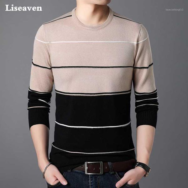 

men's sweaters liseaven men o-neck pullovers casual pullover male cashmere sweater mens clothing pull homme1, White;black