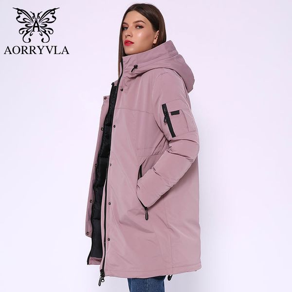 

aorryvla winter long jacket women hooded parka jacket windproof collar thick warm casual winter women's fashion jackets 201110, Black