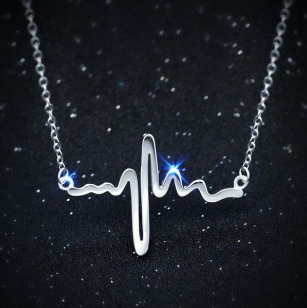 

new fashion women graceful gold silver beat cardiogram pendant necklace charm chain jewelry gifts ing