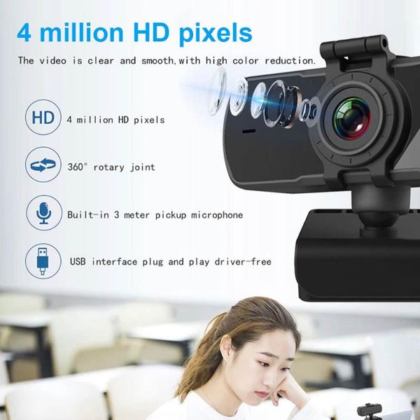 

c6 qhd 2k usb webcam 4mp computer pc web camera with microphone privacy cover for youtube skype video calling conferencing