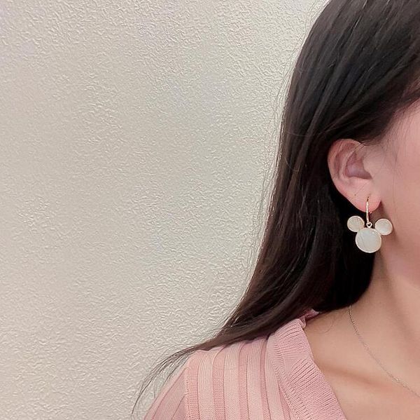 

Women's Earrings Needle Opal Circle Long Temperament Earrings, Silver