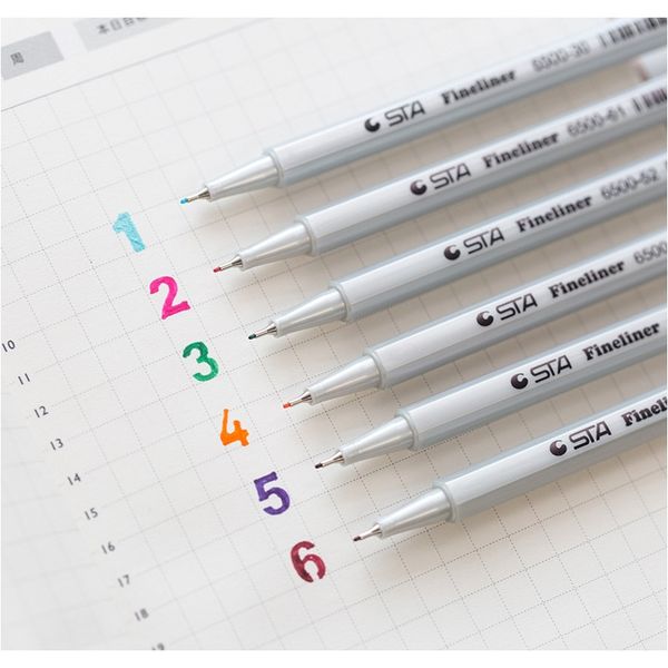 

sta 26 цветов fineliner pen 0.4 мм микрон игольчатый наконечник цветные пигма чернила ручка для студентов поставки f bbyccs, Blue;orange