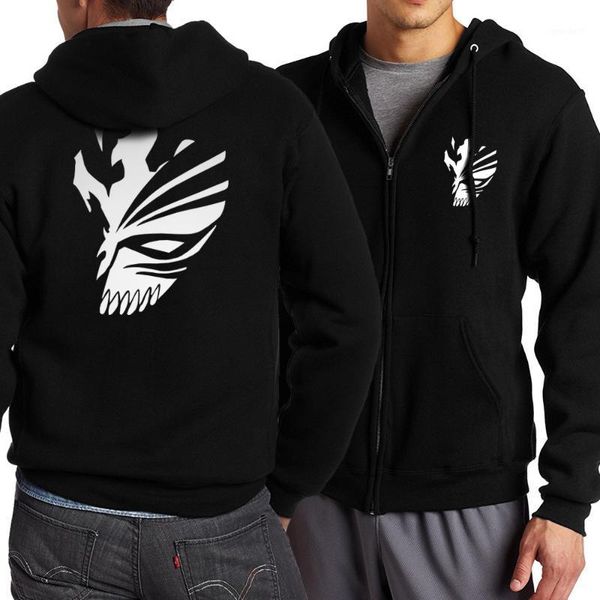 

men's hoodies & sweatshirts anime bleach kurosaki ichigo zipper 2021 spring autumn tokyo ghoul kaneki printed men hoodie zip up sweatsh, Black