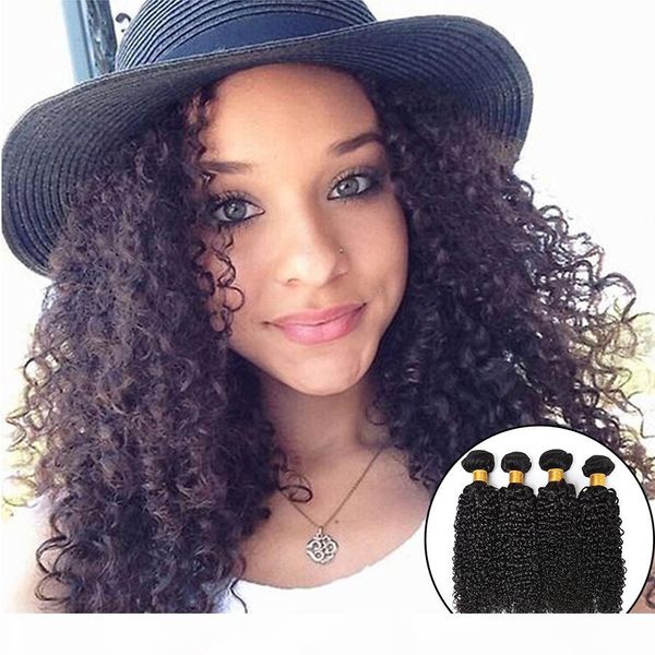 

8a brazilian hair 4 bundles kinky curly virgin hair weaves 100% unprocessed human hair extensions natural color 8-30 inch weft, Black;brown
