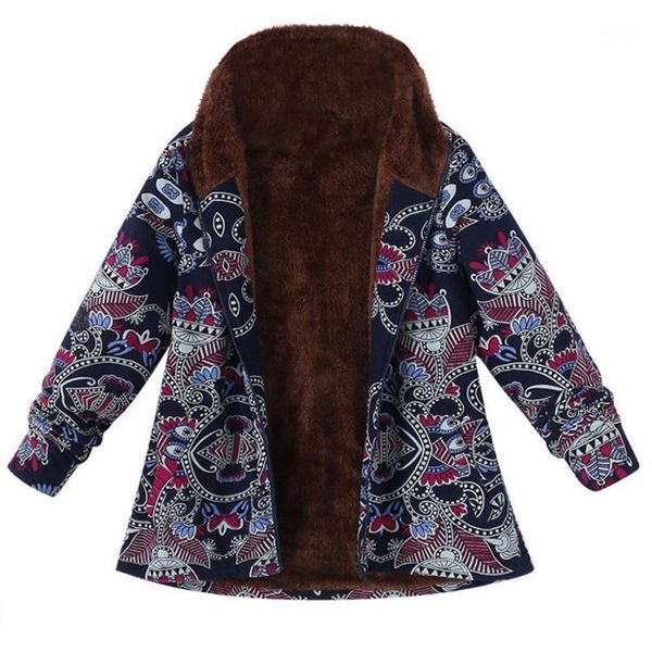 

plus size newly design retro patern fleece coat women warm fur hooded jacket overcoat female zipper jackets coats large size1, Black;brown