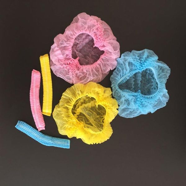 

#h20 anti 100pcs disposable dust salon net bouffant cap non-woven head cover hat elastic cleaning hair protect