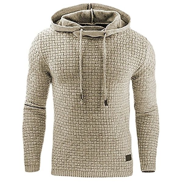

new casual hoodie men's plaid jacquard hoodies fashion hoody style long-sleeved men sweatshirt 4xl, Black