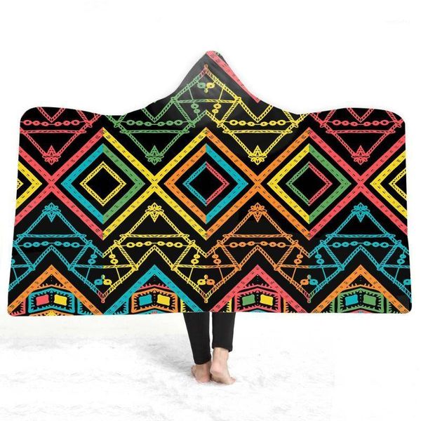 

bohemian hooded blanket for adults mandala sherpa fleece woman throw blanket microfiber soft wearable blankets throw1