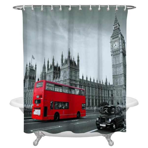 

shower curtains london bus bell tower curtain decorative waterproof polyester fabric bathroom with hooks home bath decor