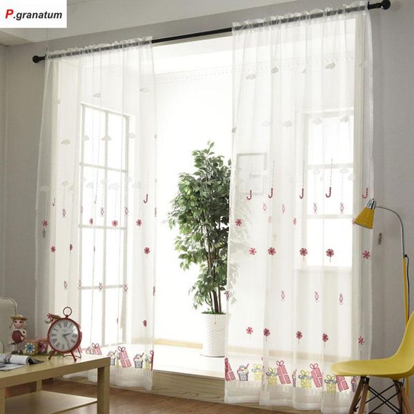 

curtain & drapes single panels sheer christmas curtains for living room kids decoration pink embroidered voile children