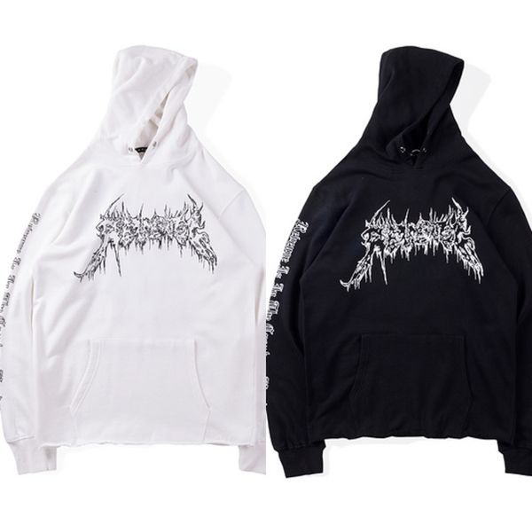 

new 2021 sweat style skull hoodie oversized hip-hop high street hooded sweatshirt men women couple 100% cotton h c0127, Black