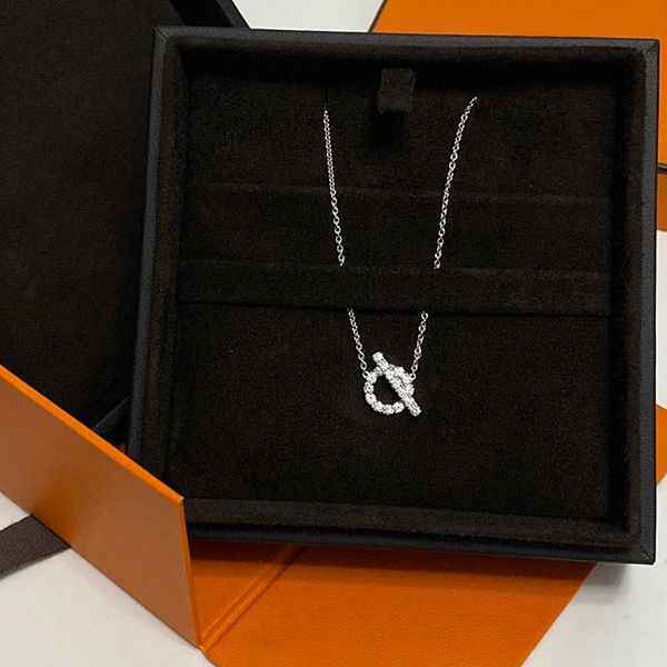 

one word lock necklace for women shine crystal ot chain pendants necklaces party statement luxury wedding jewelry z106, Silver