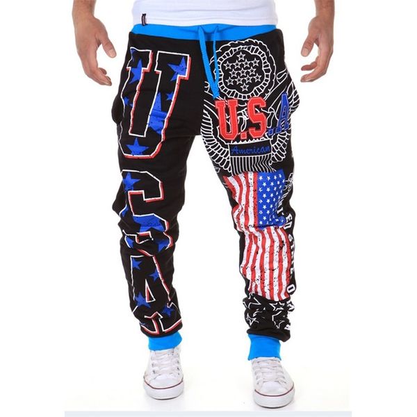 

men's casual pants usa letter print design tide commodity fashion large size 201222, Black