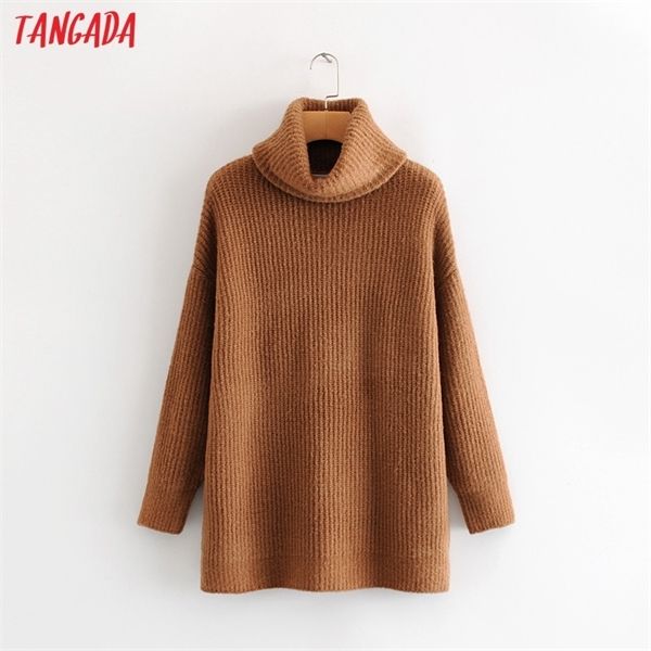 

tangada women jumpers turtleneck sweaters oversize winter fashion 2020 long sweater coat batwing sleeve christmas sweate hy135 q1217, Black