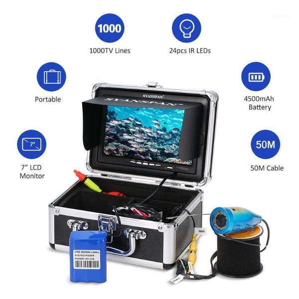 

7" inch fishing camera kit monitor 1000tvl waterproof underwater 24pcs infrared ir leds fish finder for ice lake boat fishing1