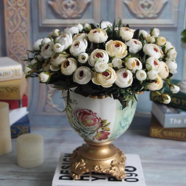

1 bouquet artificial rose european style 5 autumn colors silk fake flower bouquet wedding decoration for home l decor a1