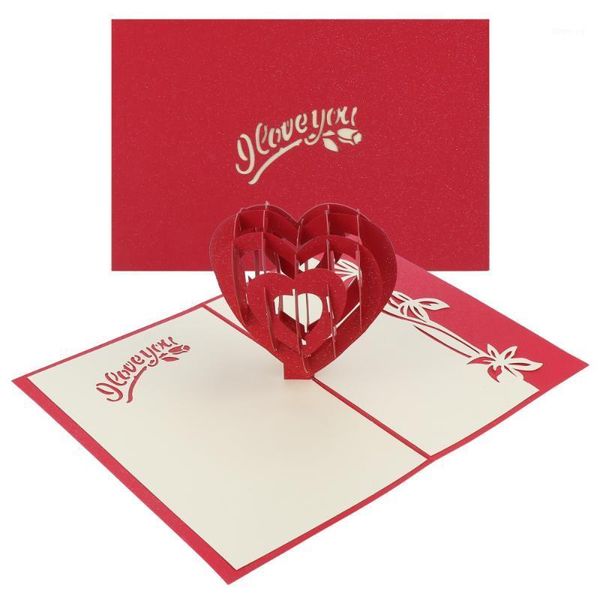 

2pcs lover's day greeting cards romantic 3d heart blessing message cards1