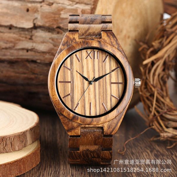 

wood creative nail new gold all men's quartz watch, Slivery;brown