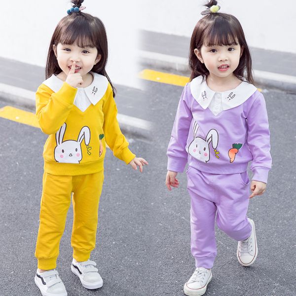 

autumn and 1.5 years old girl baby plush suit 2 girls' winter thickening two piece sets 3 children's clothes, White