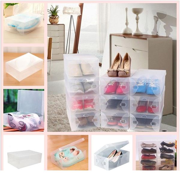 

8pcs children/women/men clear foldable plastic shoe storage case boxes stackable organizer sho bbygdz