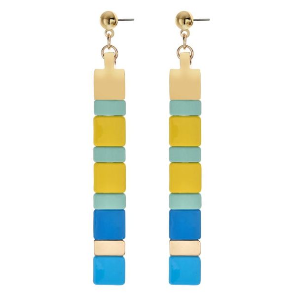 

hoop & huggie design long tile beads earring personality geometric earrings for women colorful brinco fashion jewelry gift, Golden;silver