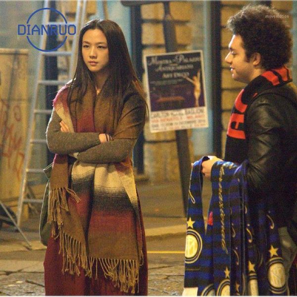 

DIANRUO New Women Winter Classic durable Scarf Warmer Shawl Ladies Plaid Blanket Knit Wrap Cashmere Poncho Capes Female N3481, Blue;gray