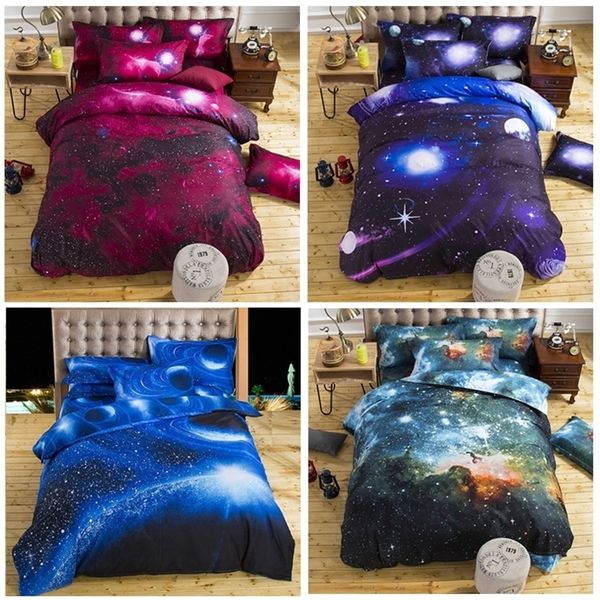 Galáxia 3D Galáxia Set Universo Outono Espaço Duveta Cobertura Plana Folha Flat Printed Home Quarto Decoração Cama de cama Roupa de cama 201021