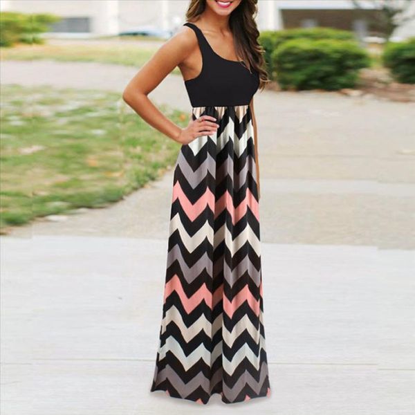 

womens striped long boho dress lady beach summer sundrss maxi dress modis for women summer vestidos verano 2020 25, Black;gray