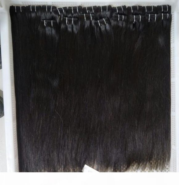 

human hair clip in hair extensions unprocessed beauty straight weaves 8pcs 17clips one set 120g , dhl, Black