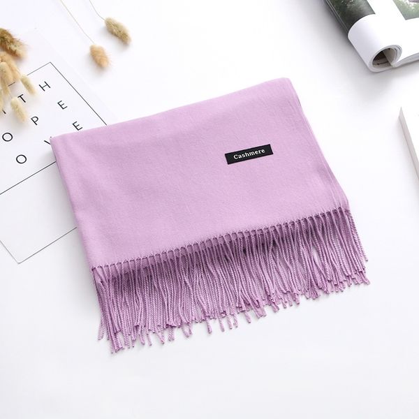 

lady pashmina scarf shawls fashion solid cashmere bufanda wraps women winter scarves hijab tassel foulard femme stole y201007, Blue;gray