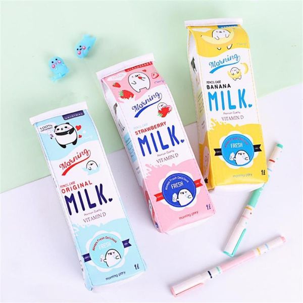 Casos de lápis Kawaii Case de leite kawaii bolsa de couro para meninos meninas escolares de lápis papelary1