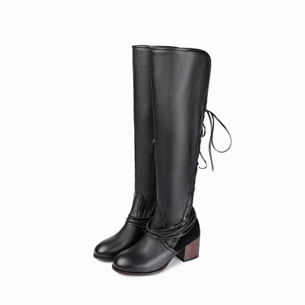 

boots 2021 leather waterproof over the knee women 4 colors green yellow fashion style long with high heels bota1, Black