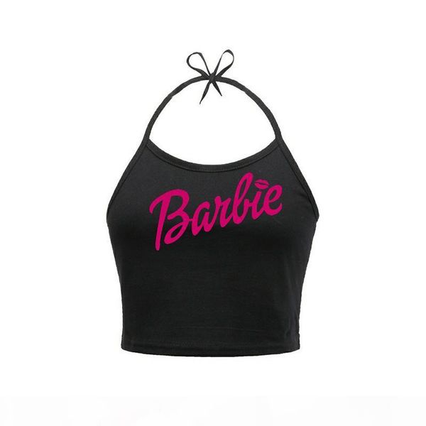 

women letter print crop casual loose o-neck female tank 2019 summer fashion black and white tees ladies camis