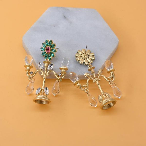 

baroque crystal chandelier fashion vintage earrings exaggerated ear ornaments retro long drop earring valentine's day 2021, Silver