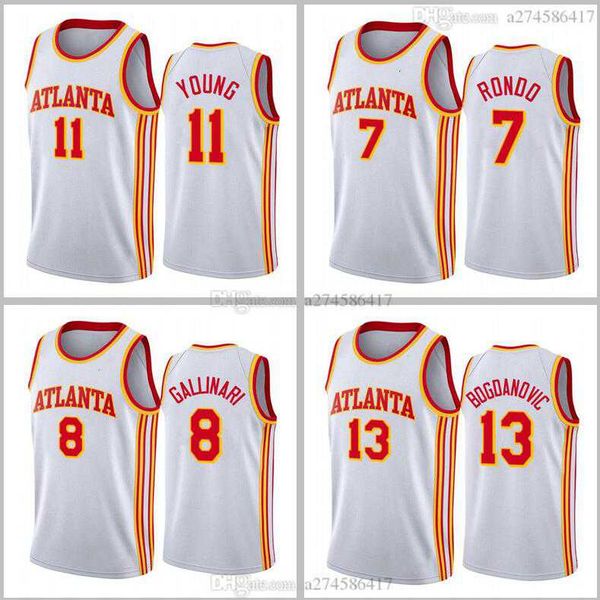 

мужчины баскетбол атланта ястребы 11 молодых 7 rondo 8 smith 4 webb 15 carter white city 2020-21 джерси, Black;red