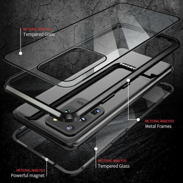 

double sided glass magnetic case for oppo a11x a7 a12 a9 alumium metal 360 degree for oneplus nord 5g h jllxrj