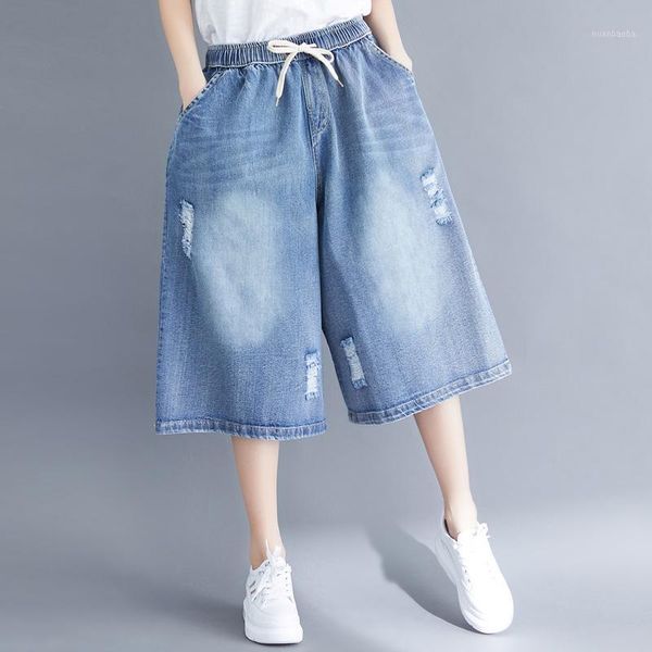 

women jeans wide leg denim pants bottom trousers big loose oversized distressed retro fashion casual for summer bo242516281, Blue