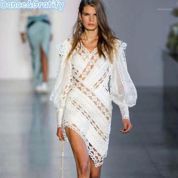 

casual dresses luxury women beading irregular party spring summer lantern sleeve club long midi runway dresses1, Black;gray