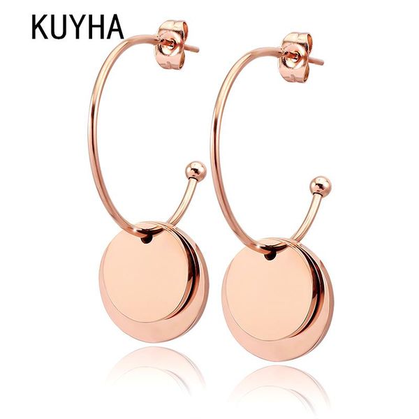 

new fashion punk women's earrings personal 4 colours double round geometric metal party brincos jewelry, Golden;silver