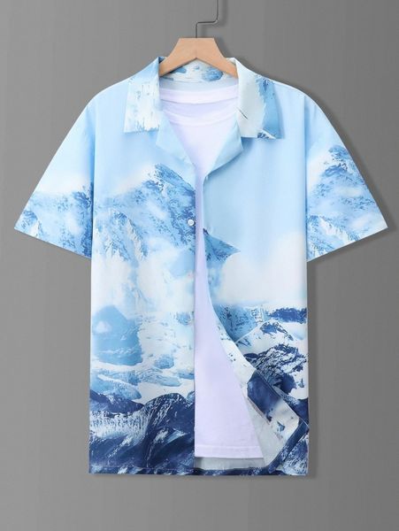 

men random mountain print shirt without tee p6ak#, White;black
