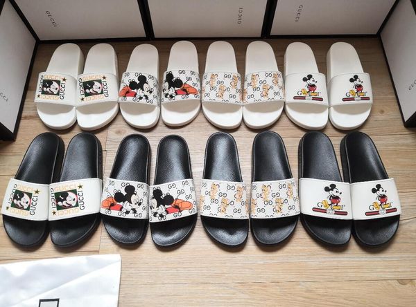 

new luxury designer mens womens summer pool slide sandal in rubber sandals beach slidecasual slippers ladies comfort shoes print leather b80, Black