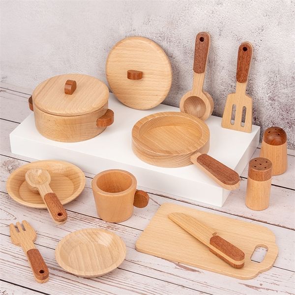 

wooden kitchen toys pretend play kids kitchen set simulation kitchenware miniature food girls toys educational toys kids gifts lj201009